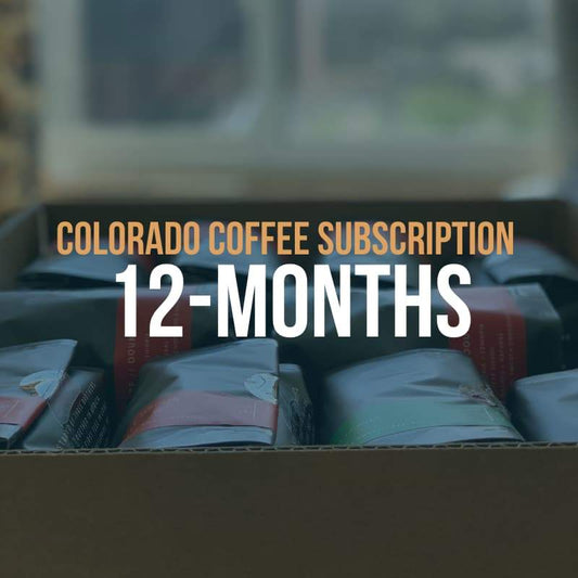 12-Month Custom Gift Subscription | Colorado Specialty Coffee | Free Drink Cards and Merchandise | 12oz - Gift